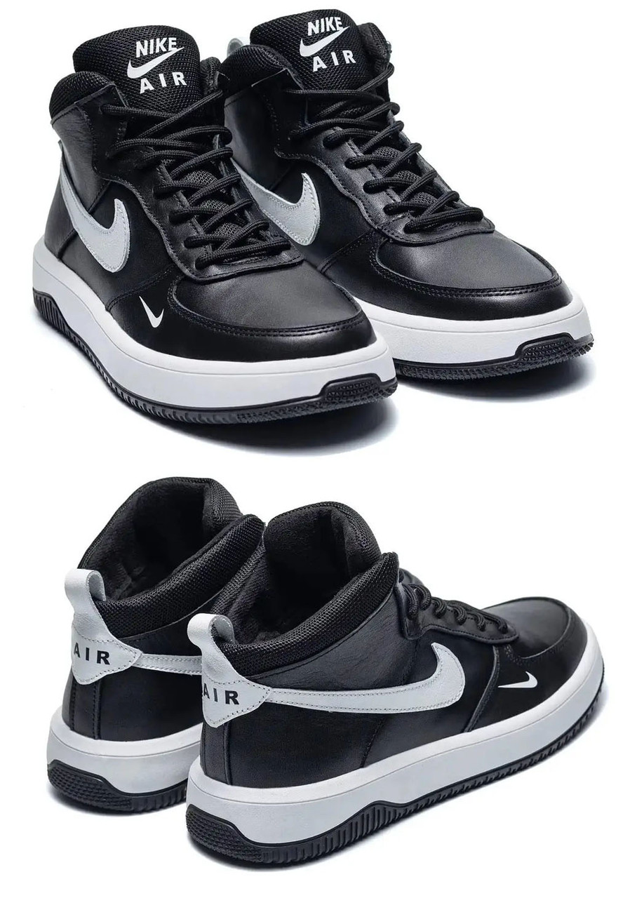 Чоловічі зимові шкіряні кросівки Nike Air Max, черевики Найк зимові спортивні білі, Чоловіче зимове взуття