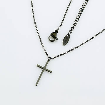 XUPING Колье Сталь з чорним напиленням Довжина 47+5.5см, Ширина 0.1см, Хрест Висота 2.2см Ширина 1.2см