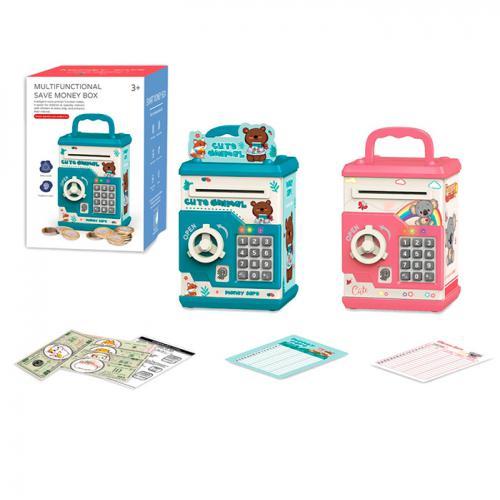 KMMK5059 Копилка сейф із кодом, 19-13-12,5 см, відбиток пальця, затягує купюри, музика/звук