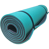 Килимок туристичний, двошаровий похідний каремат 1800х600х10мм, Туреччина, бірюзовий/чорний