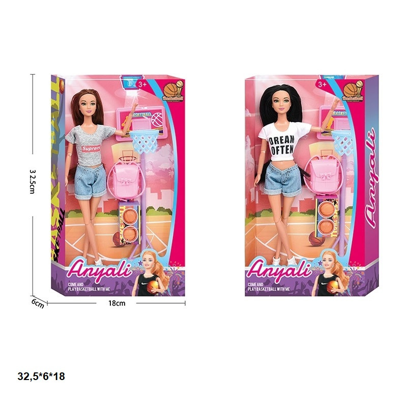 KM308-2 Лялька Anyali 29 см баскетболістка з аксесуарами 2 різновиди, коробка 32,5*6*18 см