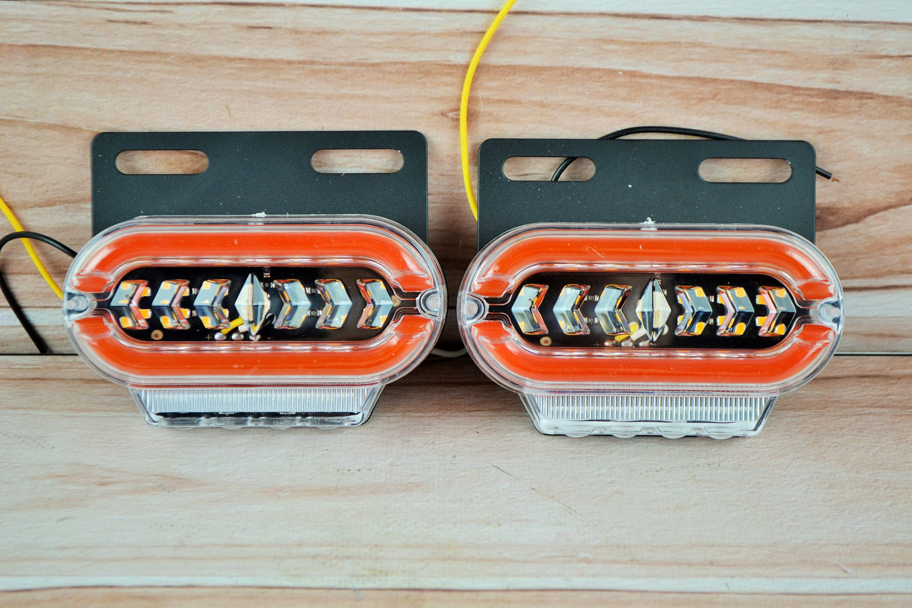 Габарит LED Желтый фонарь с бегущим поворотом + Белая посдветка снизу ...