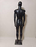 Манекен чоловічий чорний у повний ріст сбірний на ПВХ підставці з кріпленням у ногу, фото 5