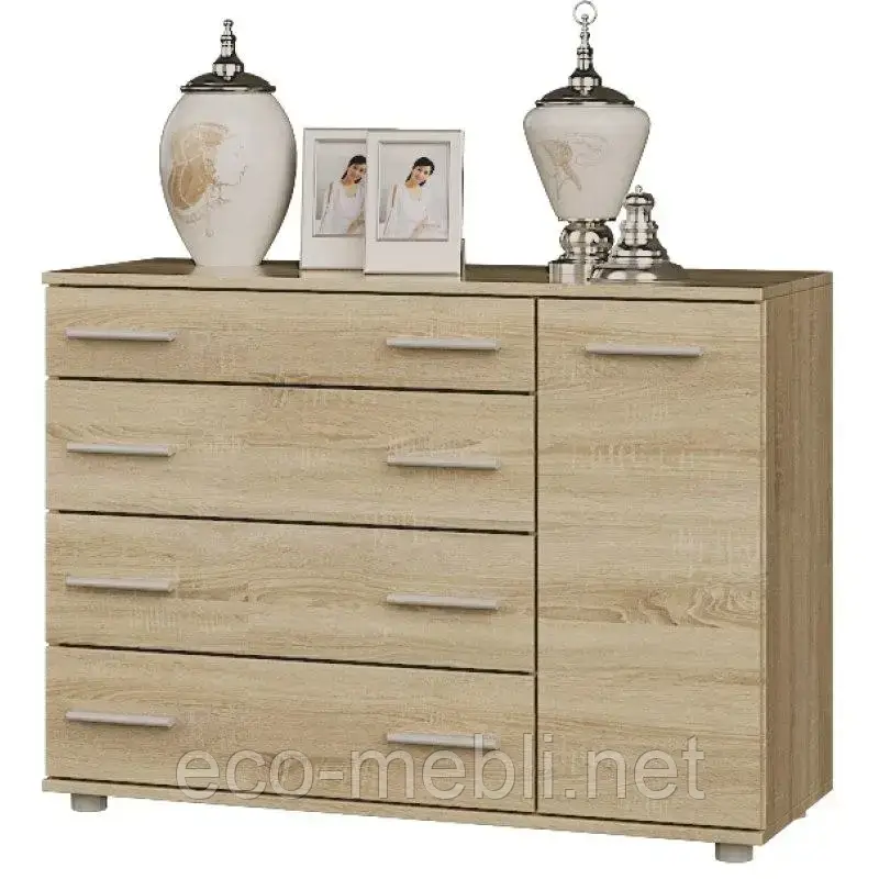 Комод К-3 Лайт 1Д4Ш дуб сонома Еверест в дитячу,спальню роликові напрямні, фото 1
