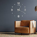 3Д годинник настінний, срібний (40-120 см), фото 2