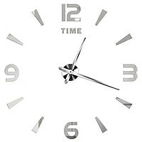 3Д годинник настінний, срібний (40-120 см) ELISEY