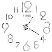 3Д годинник настінний, срібний (40-120 см) ELISEY