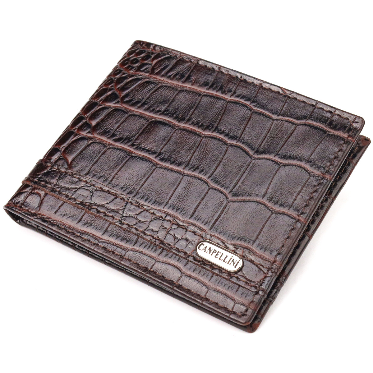 Затискач із натуральної фактурної шкіри CANPELLINI 21519 Коричневий, фото 1
