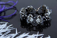 Браслет плетений із перлами м'який "Silver Crystal" Сріблястий браслет ручної роботи