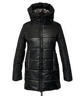 Зимняя женская куртка теплая с капюшоном удлиненная размеры 44-52
