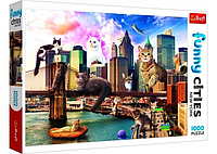 Пазлы "Веселые города" - (1000 элем.) - "Коты в Ню-Йорке" / Trefl (арт 10595)