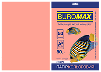 Бумага кольровая Buromax А4/80гр 50арк Buromax Neon Розовая