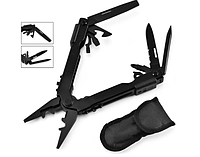 Тактический армейский мультитул 20 в 1 складной сапёрный инструмент с чехлом, чёрный