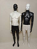 Манекен чоловічий з чорною головою білим торсом та чорними ногами (на ПВХ плиті), фото 4