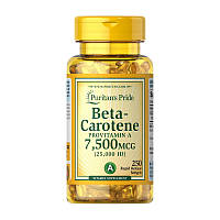 Бета Каротин (провитамин А) Beta-Carotene 7,500 mcg (250 softgels), Puritan's Pride ssmag.com.ua