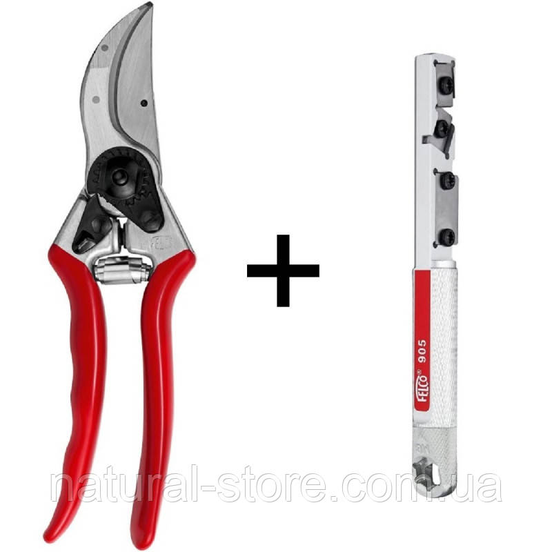 Акційний набір секатор FELCO 2 + Точилка FELCO 905 для обрізки гілок дерев, кущів, живців (якісний)