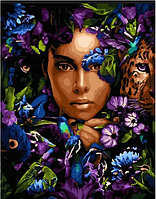 Картина по номерам девушка в цветах Неукротимая краса картины с цифрами на холсте Rainbow Art GX44309