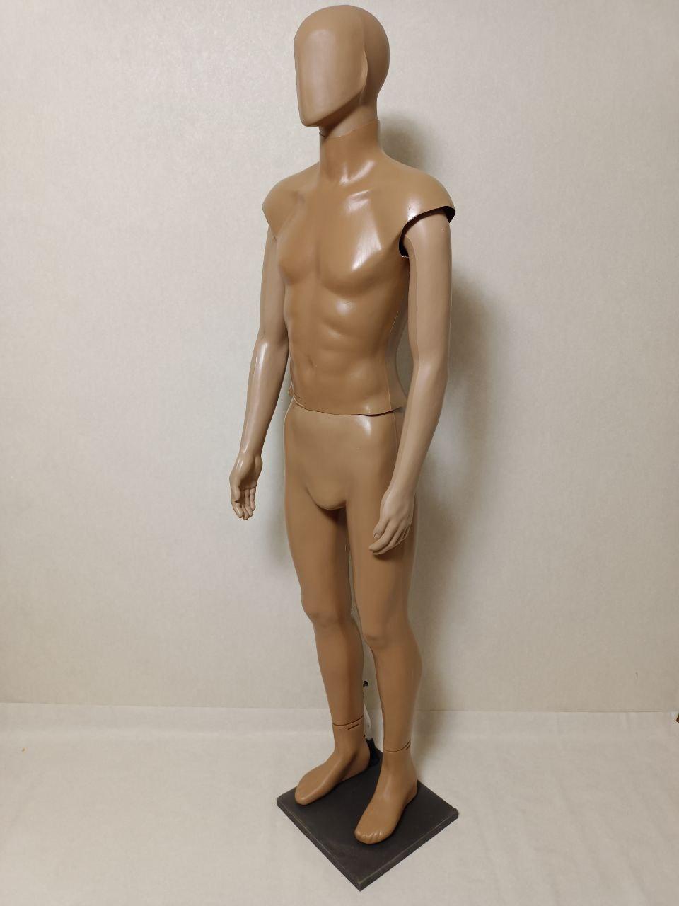 Манекен чоловічий тілесний у повний ріст сбірний на ПВХ підставці (безликий), фото 1