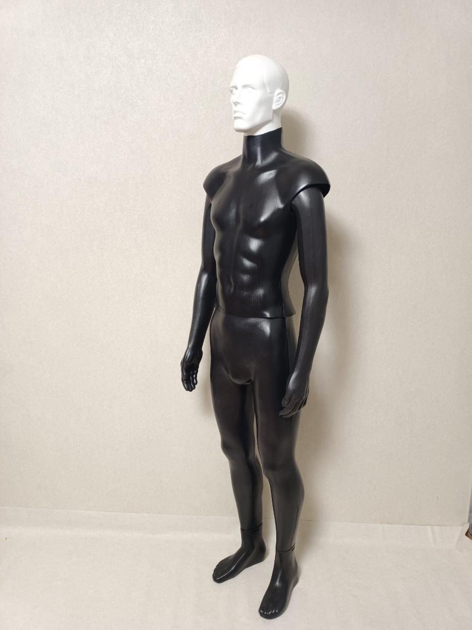 Манекен чоловічий чорний з білою головою, фото 1