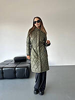 Модный женский стеганый плащ на осень 50, хакі