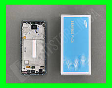 Дисплей Samsung A525 Blue A52 2021 (GH82-25524C) сервісний оригінал у складі з рамкою (переклеєне скло)