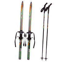 Лыжи беговые с палками SK-0881 110см Черно-салатово-оранжевый (60363104)