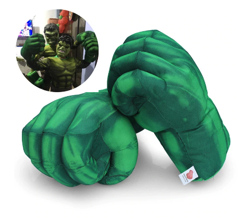 Детские мягкие перчатки в виде кулаков Халка. Большие зеленые перчатки Hulk для подростков - фото 1 - id-p1981132687