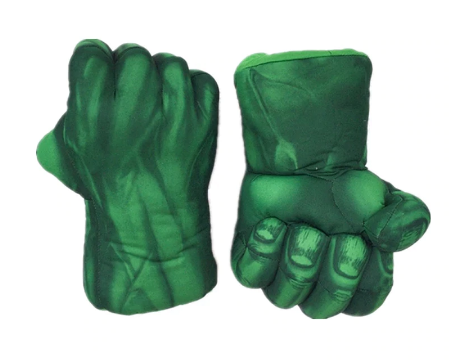 Детские мягкие перчатки в виде кулаков Халка. Большие зеленые перчатки Hulk для подростков - фото 2 - id-p1981132687