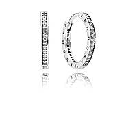 Срібні сережки Pandora з логотипом Pandora 290558CZ