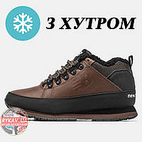 Мужские зимние кроссовки New Balance 754 Brown Black Winter Fur (Мех), коричневые кожаные нью беланс 754 нб NB