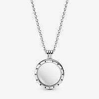 Серебряный медальон Pandora с сапфировым стеклом на цепочке 590529-60