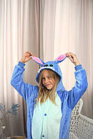 Детская пижама кигуруми стич синий , тёплая детская пижама