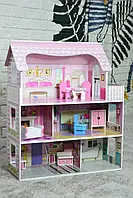 Ляльковий будиночок великий із меблями Limo Toy MD 1204 Дерев'яний 3-поверховий будиночок для ляльок