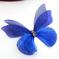Метелик зі стразиками шифоновий, 3,5х3 см, темно-синій