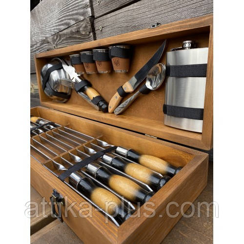 Подарунковий набір ручної роботи  Осавул  ( кейс,шампура,чарка,,), фото 1