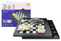 Настольная игра CHEN LE 3в1 шахматы и шашки с картами 8188-14