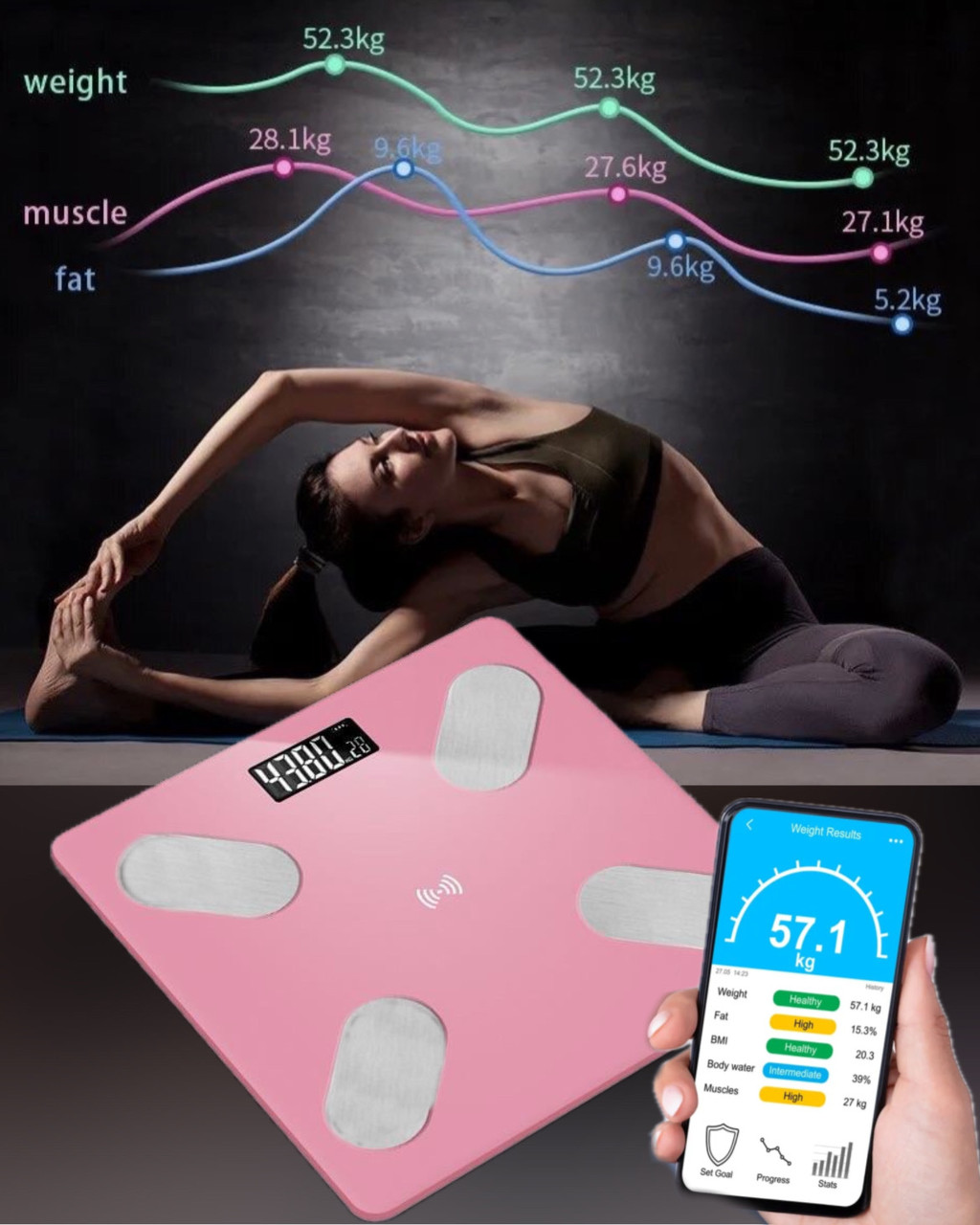Розумні підлогові смарт ваги з застосунком для смартфона bluetooth bathroom scale smart із застосунком