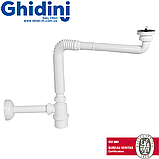 Сифон малогабаритний для умивальника/біде пластиковий з гнучкою трубою LUNA з випуском Ø 32х1 1/4" Ghidini 359, фото 2