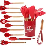 Кухонний набір з 12 предметів Kitchen Art з бамбуковою ручкою VIP Червоний, фото 4