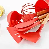 Кухонний набір з 12 предметів Kitchen Art з бамбуковою ручкою VIP Червоний, фото 2