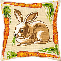 Набір для вишивання подушки хрестом Кролик із пряжею Zweigart напівхрест муліне 40х40 см