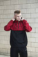 Мужская куртка анорак Nike осенняя весенняя черно-красная , Спортивная мужская ветровка найк демисезонная