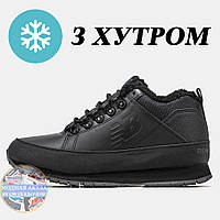 Чоловічі зимові кросівки New Balance 754 Black Winter Fur (Хутро), чорні шкіряні кросівки нью беланс 754 ню беленс нб, NB