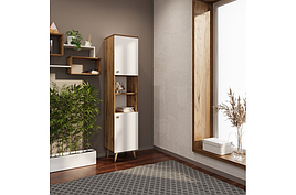 Пенал 2П2Д у вітальню, дитячу, спальню Сканді з ДСП дуб тахо/білий Мікс Меблі