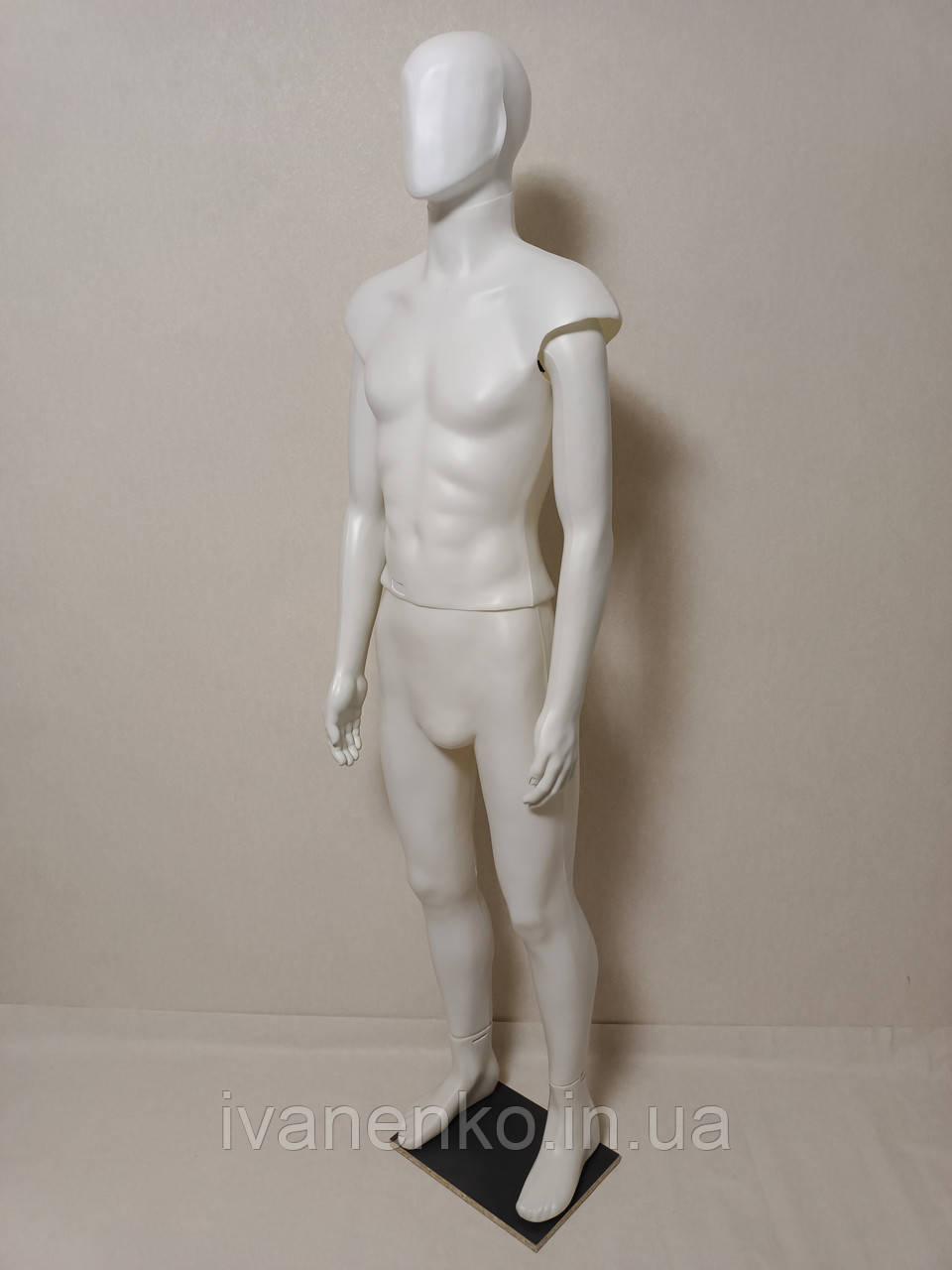 Манекен чоловічий в повний зріст білий на підставці ДВП, фото 1