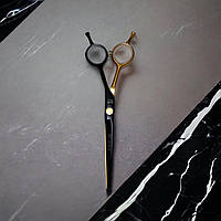 Профессиональные ножницы для стрижки волос черно-золотые JAGUAR, размер 5,5
