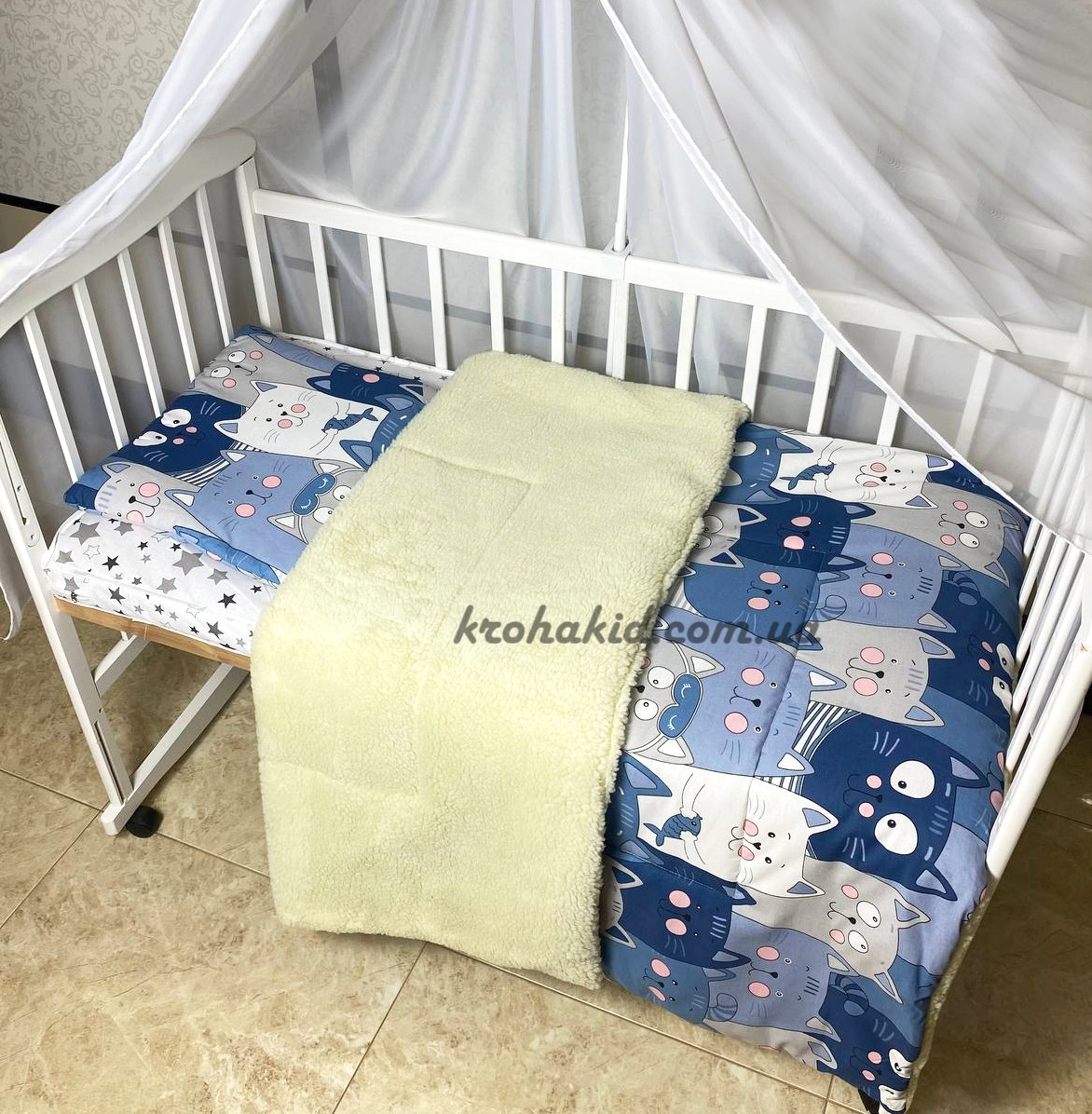 Тепла дитяча ковдра і подушка в ліжечко - дитяча ковдра на овчині для новонароджених 110x125 см