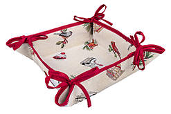 Хлібниця текстильна Новорічна корзинка для солодощів Limaso 20х20х8 см. гобелен