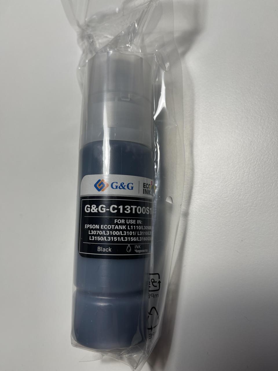 Чорнило G&G для Epson L3100 L3101 L3110 L3150 L3151 чорне 70 мл сумісні водорозчинні
