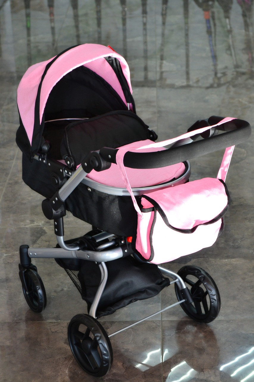 Іграшкова коляска для ляльки 2в1 класична CARRELLO FORTUNA 9695 Pink Коляска для ляльки, фото 1